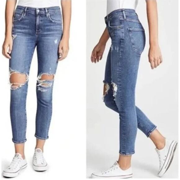 Agolde Denim - AGOLDE Sophie High Rise Skinny Crop in "Spite" Distressed Denim Women's Size 29